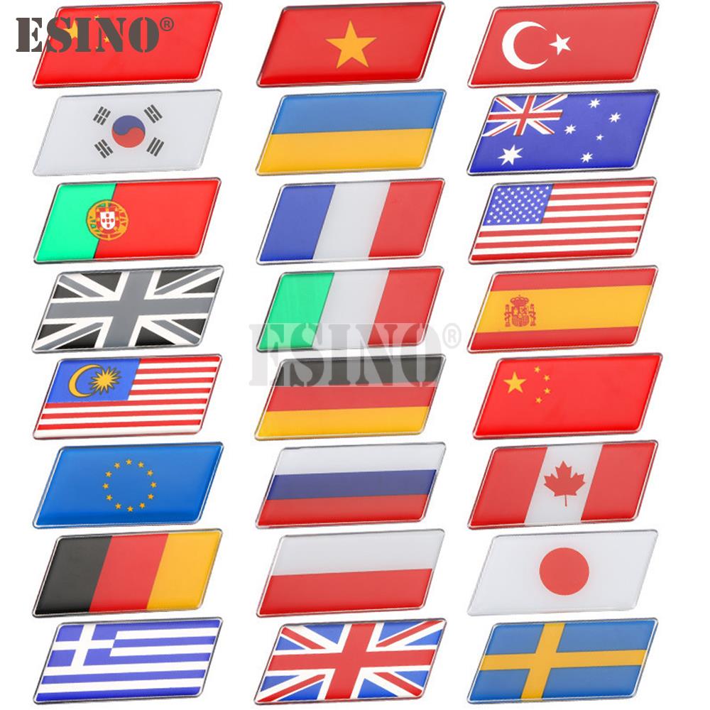 Car Accessories Uk - แต่งรถบิน National Flag US UK อิตาลีเยอรมนีฝรั่งเศสญี่ปุ่นโลหะอะลูมินัมอัลลอย3D