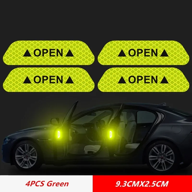 Car Accessories Quick Delivery - สติกเกอร์สะท้อนแสงติดประตูรถยนต์ 4 ชิ้น สติกเกอร์เตือนความปลอดภัยในการเปิดประตู อุปกรณ์ตกแต่งรถยนต์ จัดส่งรวดเร็ว