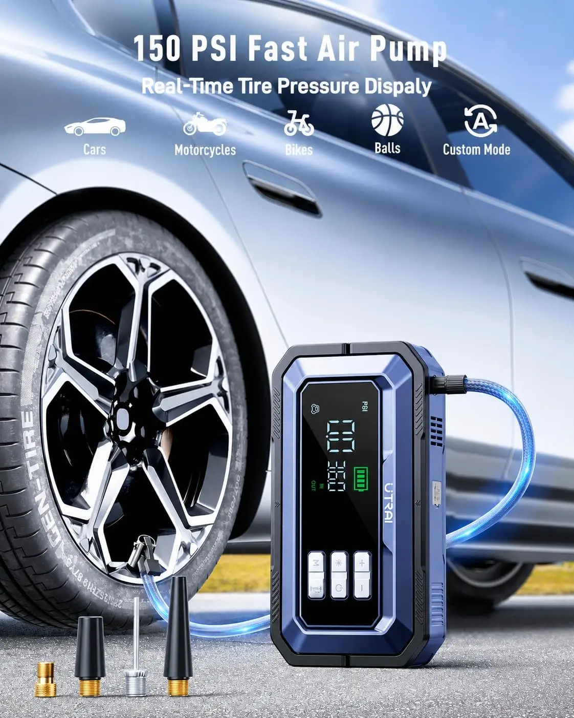 เครื่องจั๊มป์สตาร์ทพร้อมเครื่อ - Car Portable Tire Inflator บทวิจารณ์และราคา