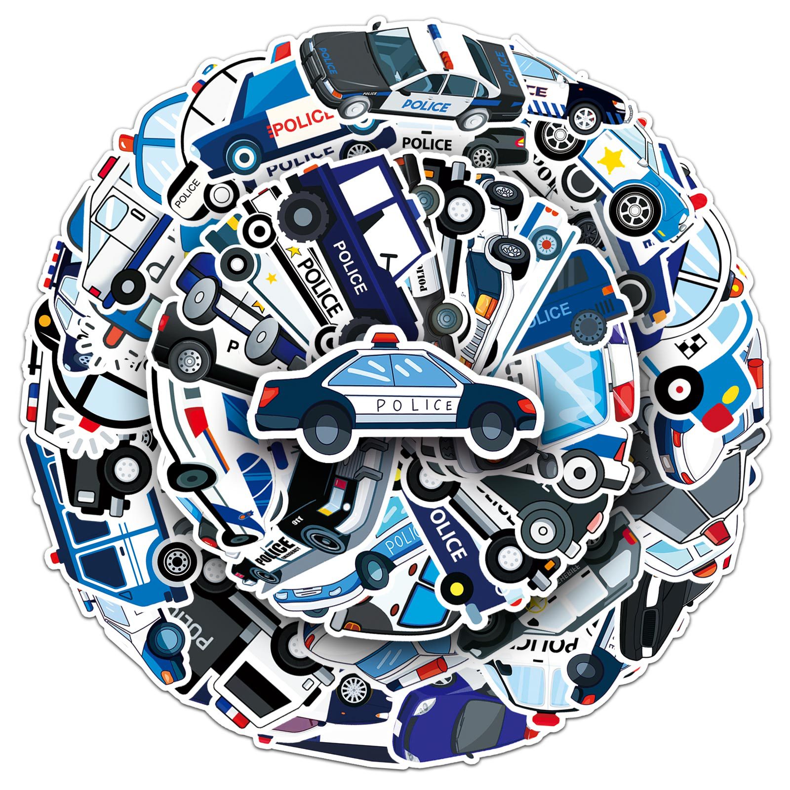 50 ชิ้นการ์ตูนรถตํารวจ Theme G - Car Accessories For Boys บทวิจารณ์และราคา