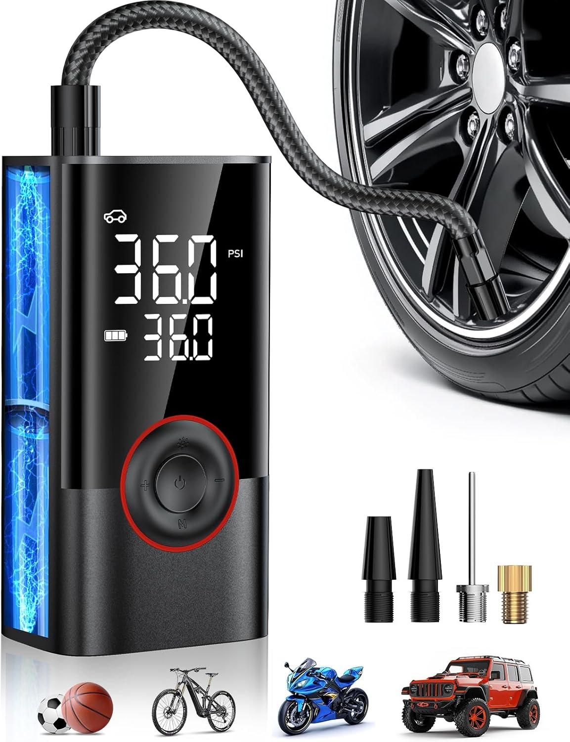 เครื่องสูบลมยางแบบพกพาไร้สายขน - Car Portable Tire Inflator บทวิจารณ์และราคา